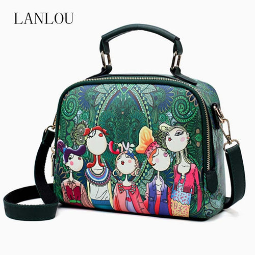 LANLOU handbag women shoulder bag luxury handbags women bags designer High-grade printing leather fashion women messenger bag