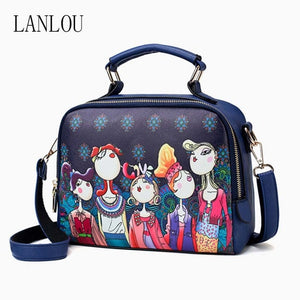 LANLOU handbag women shoulder bag luxury handbags women bags designer High-grade printing leather fashion women messenger bag