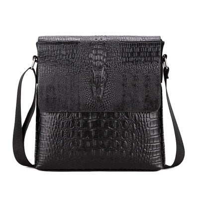 Luxury Embossed Alligator Pattern Men Fashion Design High Quality Messenger Bag Male Business Shoulder Leather Travel Flap Bags
