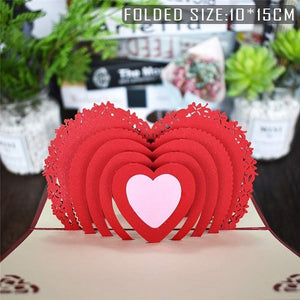 Love 3D Pop UP Cards Valentines Day Gift Postcard with Envelope Stickers Wedding Invitation Greeting Cards Anniversary for Her