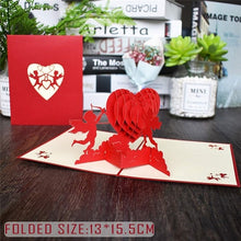 गैलरी व्यूवर में इमेज लोड करें, Love 3D Pop UP Cards Valentines Day Gift Postcard with Envelope Stickers Wedding Invitation Greeting Cards Anniversary for Her