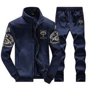 Men's Sportswear Sets 2019 Spring Autumn Male Casual Tracksuit Men 2 Piece Zipper Sweatshirt + Sweatpants Brand Track Suit Set