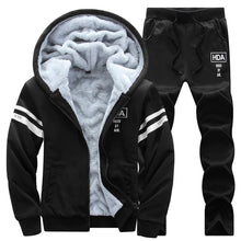 Carica l&#39;immagine nel visualizzatore di Gallery, Causal Tracksuits Men Set hooded Thicken Fleece Hoodies + Sweatpant 2019 Winter Spring Sweatshirt Sportswear Male Letter Print