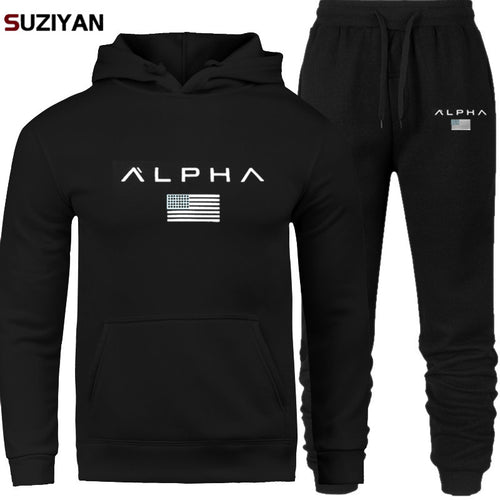 Men's Sets Hoodie And Pants Sweatsuit Male Sportswear Tracksuit Men Set 2019 Brand Sporting Suit Track Sweat Print AlpJackets
