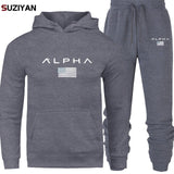 Men's Sets Hoodie And Pants Sweatsuit Male Sportswear Tracksuit Men Set 2019 Brand Sporting Suit Track Sweat Print AlpJackets