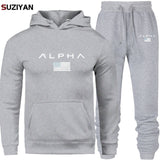 Men's Sets Hoodie And Pants Sweatsuit Male Sportswear Tracksuit Men Set 2019 Brand Sporting Suit Track Sweat Print AlpJackets