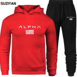 Men's Sets Hoodie And Pants Sweatsuit Male Sportswear Tracksuit Men Set 2019 Brand Sporting Suit Track Sweat Print AlpJackets
