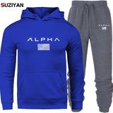 Men's Sets Hoodie And Pants Sweatsuit Male Sportswear Tracksuit Men Set 2019 Brand Sporting Suit Track Sweat Print AlpJackets