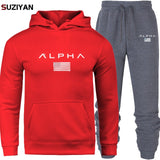 Men's Sets Hoodie And Pants Sweatsuit Male Sportswear Tracksuit Men Set 2019 Brand Sporting Suit Track Sweat Print AlpJackets