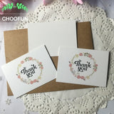 25pcs/lot Fresh Flowers THANK YOU Paper Greeting Cards Wreath Of Rose Gift Decoration Note Card Message Rewards Cards BZ151