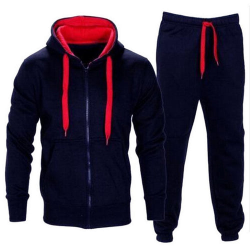 Litthing  Tracksuit Men 2019 Autumn Sportwear Fashion Mens Set 2PC Zipper Hooded Sweatshirt Jacket+Pant Moleton Masculino Sets