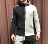 Litthing Men Sets Fashion Autumn Winter Patchwork Jacket Sporting Suit Hoodies+Sweatpants 2 Pieces Sets Slim Tracksuit Clothing
