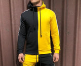 Litthing Men Sets Fashion Autumn Winter Patchwork Jacket Sporting Suit Hoodies+Sweatpants 2 Pieces Sets Slim Tracksuit Clothing