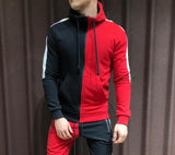 Litthing Men Sets Fashion Autumn Winter Patchwork Jacket Sporting Suit Hoodies+Sweatpants 2 Pieces Sets Slim Tracksuit Clothing