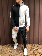 Charger l&#39;image dans la galerie, Litthing Men Sets Fashion Autumn Winter Patchwork Jacket Sporting Suit Hoodies+Sweatpants 2 Pieces Sets Slim Tracksuit Clothing