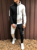 Litthing Men Sets Fashion Autumn Winter Patchwork Jacket Sporting Suit Hoodies+Sweatpants 2 Pieces Sets Slim Tracksuit Clothing