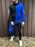 Litthing Men Sets Fashion Autumn Winter Patchwork Jacket Sporting Suit Hoodies+Sweatpants 2 Pieces Sets Slim Tracksuit Clothing