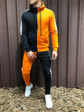 Litthing Men Sets Fashion Autumn Winter Patchwork Jacket Sporting Suit Hoodies+Sweatpants 2 Pieces Sets Slim Tracksuit Clothing