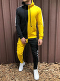 Litthing Men Sets Fashion Autumn Winter Patchwork Jacket Sporting Suit Hoodies+Sweatpants 2 Pieces Sets Slim Tracksuit Clothing
