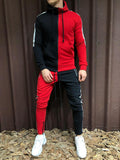 Litthing Men Sets Fashion Autumn Winter Patchwork Jacket Sporting Suit Hoodies+Sweatpants 2 Pieces Sets Slim Tracksuit Clothing