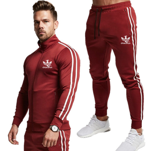 High quality Men Sportwear Suit Sweatshirt Tracksuit Without Hoodie Men Casual Active Suit Zipper Outwear 2PC Jacket+Pants Sets