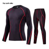 2019 winter for Men rash guard kit   Men Long Sleeve T-Shirt + trousers   MMA Compressed Clothing thermal underwear Men  S-XXXL