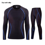 2019 winter for Men rash guard kit   Men Long Sleeve T-Shirt + trousers   MMA Compressed Clothing thermal underwear Men  S-XXXL