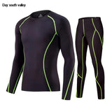 2019 winter for Men rash guard kit   Men Long Sleeve T-Shirt + trousers   MMA Compressed Clothing thermal underwear Men  S-XXXL