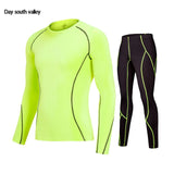 2019 winter for Men rash guard kit   Men Long Sleeve T-Shirt + trousers   MMA Compressed Clothing thermal underwear Men  S-XXXL