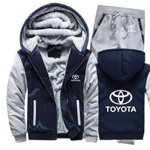 Cargar imagen en el visor de la galería, Hoodies Men Toyota Car Logo Mens Hoodies Suit Winter Thicken Warm Fleece cotton Zipper Tracksuit Mens Jacket+Pants 2Pcs S