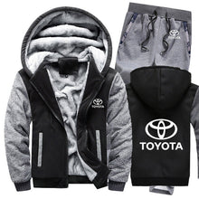 Charger l&#39;image dans la galerie, Hoodies Men Toyota Car Logo Mens Hoodies Suit Winter Thicken Warm Fleece cotton Zipper Tracksuit Mens Jacket+Pants 2Pcs S
