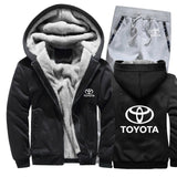 Hoodies Men Toyota Car Logo Mens Hoodies Suit Winter Thicken Warm Fleece cotton Zipper Tracksuit Mens Jacket+Pants 2Pcs S