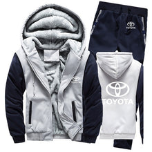 Charger l&#39;image dans la galerie, Hoodies Men Toyota Car Logo Mens Hoodies Suit Winter Thicken Warm Fleece cotton Zipper Tracksuit Mens Jacket+Pants 2Pcs S