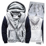 Hoodies Men Toyota Car Logo Mens Hoodies Suit Winter Thicken Warm Fleece cotton Zipper Tracksuit Mens Jacket+Pants 2Pcs S