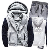 Hoodies Men Toyota Car Logo Mens Hoodies Suit Winter Thicken Warm Fleece cotton Zipper Tracksuit Mens Jacket+Pants 2Pcs S