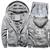 Hoodies Men Toyota Car Logo Mens Hoodies Suit Winter Thicken Warm Fleece cotton Zipper Tracksuit Mens Jacket+Pants 2Pcs S