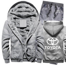Carica l&#39;immagine nel visualizzatore di Gallery, Hoodies Men Toyota Car Logo Mens Hoodies Suit Winter Thicken Warm Fleece cotton Zipper Tracksuit Mens Jacket+Pants 2Pcs S