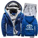 Hoodies Men Toyota Car Logo Mens Hoodies Suit Winter Thicken Warm Fleece cotton Zipper Tracksuit Mens Jacket+Pants 2Pcs S