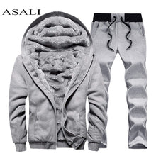 Load image into Gallery viewer, Men hooded Tracksuit Lined Thick Coat Sweatshirt + Pants New Sportswear Jogger Suit 2 Piece Set Brand Male Winter Sets Clothing