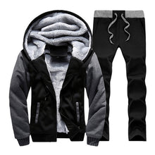 Cargar imagen en el visor de la galería, Men hooded Tracksuit Lined Thick Coat Sweatshirt + Pants New Sportswear Jogger Suit 2 Piece Set Brand Male Winter Sets Clothing