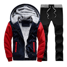 Charger l&#39;image dans la galerie, Men hooded Tracksuit Lined Thick Coat Sweatshirt + Pants New Sportswear Jogger Suit 2 Piece Set Brand Male Winter Sets Clothing
