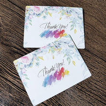 Load image into Gallery viewer, 50pcs/lot mix colors New FLOWER Garland card &quot;thank you&quot; Small gift message card Writable card 6x8cm decoration card