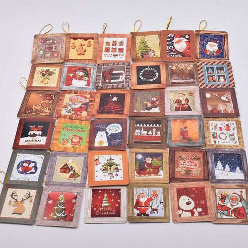 36pcs/lot Christmas Card Pendant Santa Claus Greeting Cards Kids New Year Postcard Gift Card Xmas Thanks Cards For Xms Day