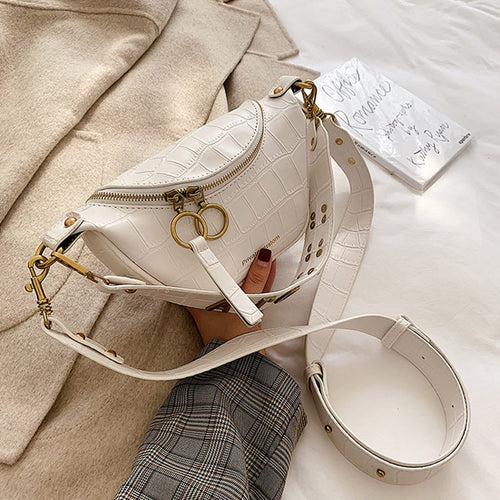 CCRXRQ Alligator Women Handbags High Quality PU Leather Ladies Shoulder Bags Brand Designer Crossbody Bag Chain Saddle Chest Bag