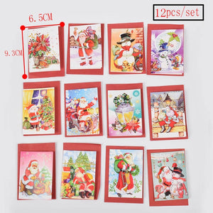 36pcs/lot Christmas Card Pendant Santa Claus Greeting Cards Kids New Year Postcard Gift Card Xmas Thanks Cards For Xms Day