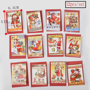 36pcs/lot Christmas Card Pendant Santa Claus Greeting Cards Kids New Year Postcard Gift Card Xmas Thanks Cards For Xms Day