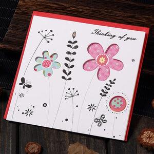 Multicolor Printing Hollow Flowers Plant Greeting Cards for Happy Birthday Party Blessing Message Postcards Gift Card EH009