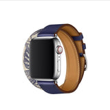 40 44mm Double Tour Genuine Leather Strap for Apple Watch Band 42mm 38mm Bracelet Wrist Belt for iwatch series 5/4/3/2/1 Hermes