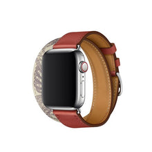 गैलरी व्यूवर में इमेज लोड करें, 40 44mm Double Tour Genuine Leather Strap for Apple Watch Band 42mm 38mm Bracelet Wrist Belt for iwatch series 5/4/3/2/1 Hermes