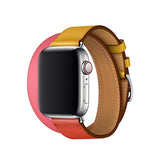 40 44mm Double Tour Genuine Leather Strap for Apple Watch Band 42mm 38mm Bracelet Wrist Belt for iwatch series 5/4/3/2/1 Hermes